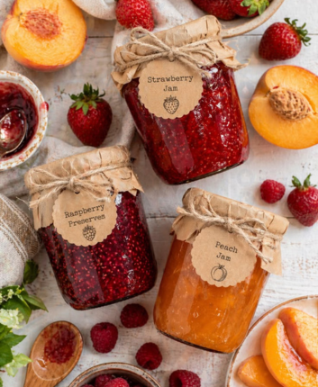 Strawberry fruit jam jar