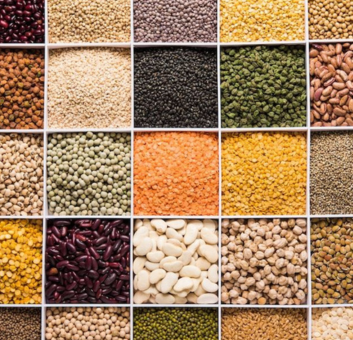 Scoop of red lentils and pulses